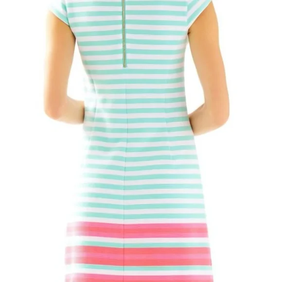 Lilly Pulitzer Mint and Pink Striped Cap-Sleeve Shift Dress - Picture 2 of 11